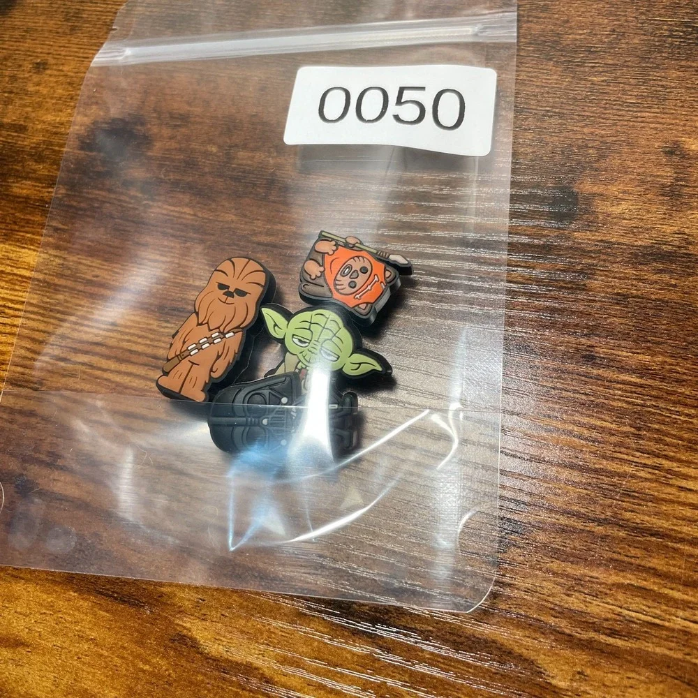 Crocs Jibbitz Star Wars Shoe Charms Lot of 4 Vader Yoda Chewbacca Ewock